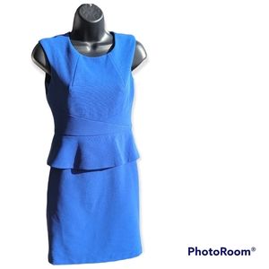 Donna Ricco Women's Peplum Sleeveless Dress Career Formal Size 4 Blue.